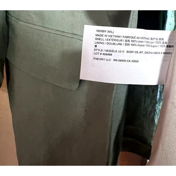 Theory Galena Oversized Linen Blazer - Leaf - Sz M/L - Picture 6 of 10